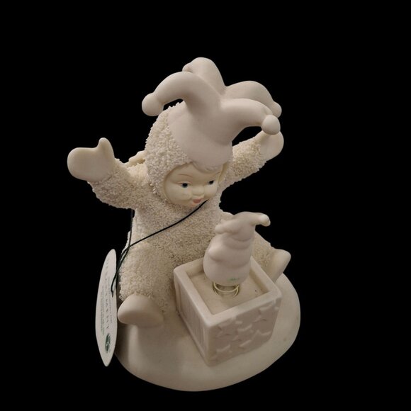 Department 56 Snowbabies Figurine With Jack-In-The-Box Clown In White Porcelain - Picture 1 of 7